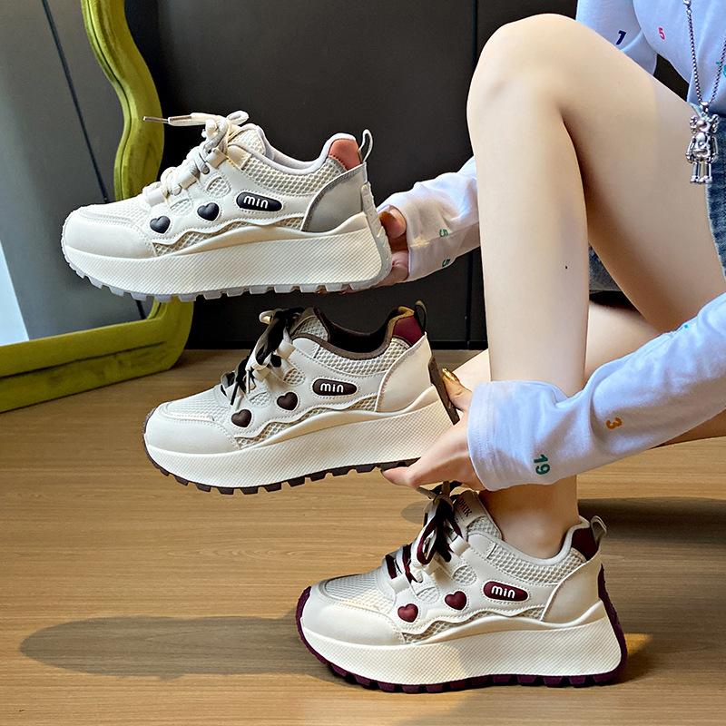 New Dad Shoes Women's Spring Student Sports Running Shoes Casual Shoes with Heightened Thick Soles