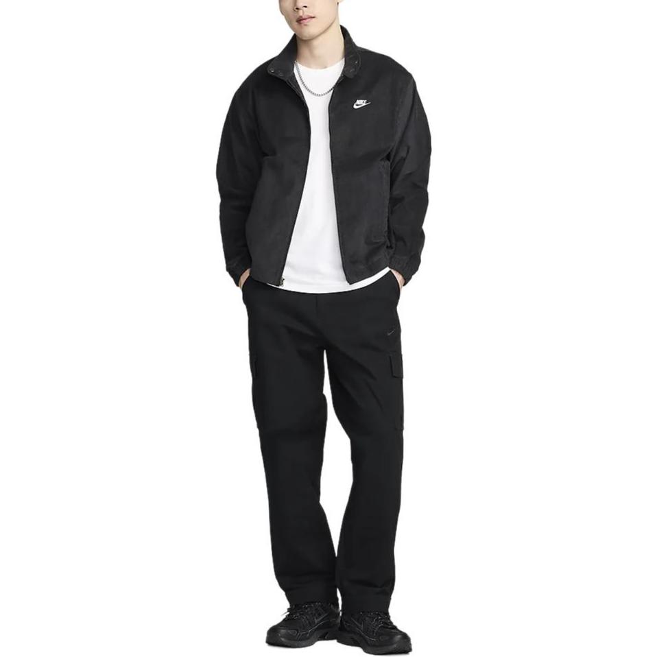 Nike Sportswear Club Stand Collar Fashion Solid Color Zip Jacket Men jackets Black FZ0632-010
