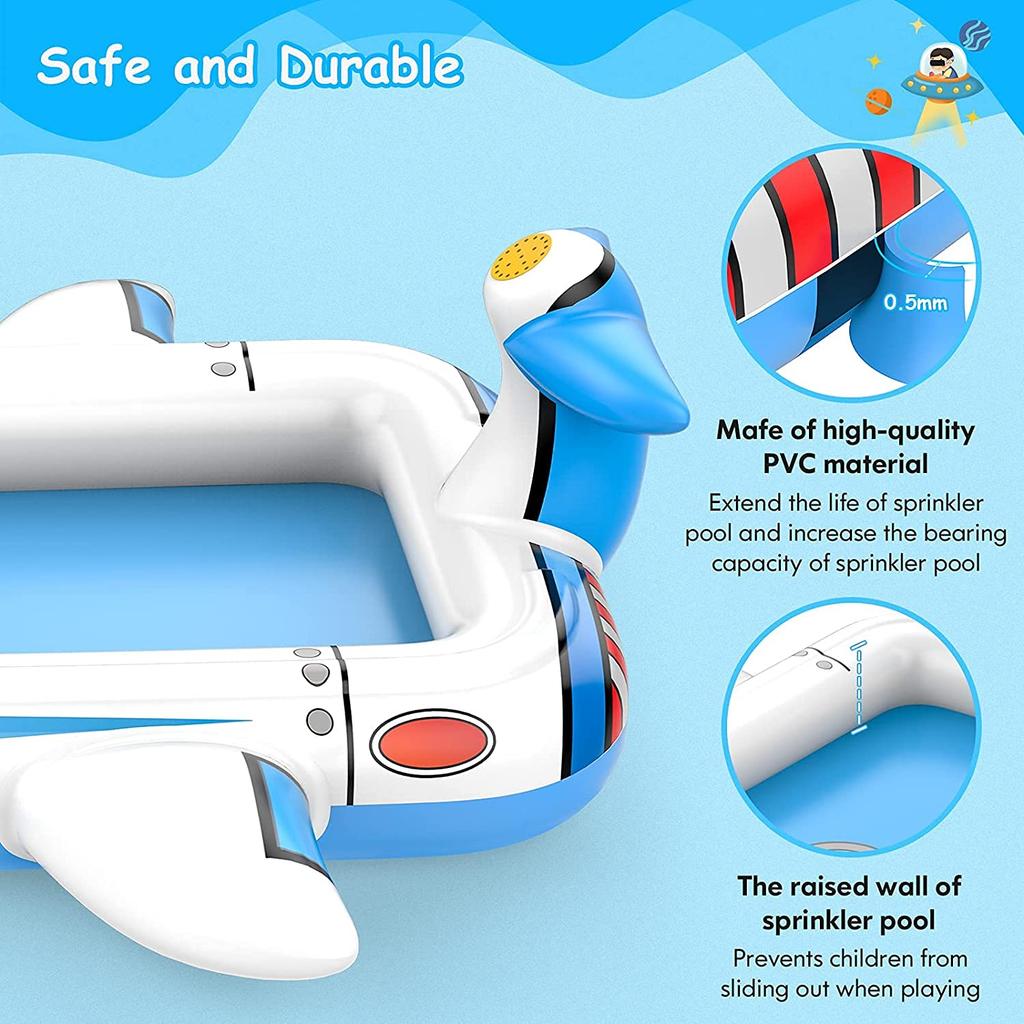 SVNVIOZ Large Fountain Pool for Kids, 180cm Wide X 96cm Deep, Play Mat, Water Play, Vinyl Pool, Fountain Toy, Portable, Summer Days, Lawn Play,