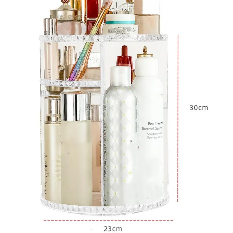 360 Großer Drehbarer Make-up-Organizer Verstellbar Langlebig Drehend Kosmetik Hautpflege Parfüm Pinsel Aufbewahrung für Badezimmer Schminktisch