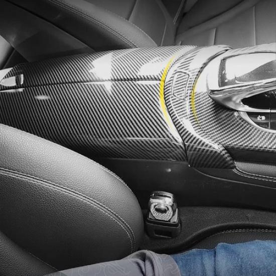 For Mercedes C-Class C200 2015- Carbon Fiber Armrest Box Cover Trim Decor EV