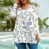 Women's Fashion Large Size Round Neck Long Sleeve Casual Print Loose Pullover Top