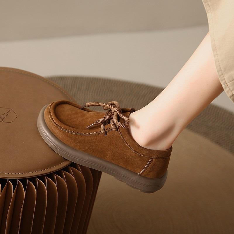 Autumn New Retro Trendy with Casual and Comfortable Pregnant Women Doudou Shoes Women Lace-up Flat Single Shoes Women