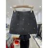 Women's Plus Size Retro Grey Wool Pencil Skirt - A-line, Embroidered, Anti-exposure Winter Short Skirt