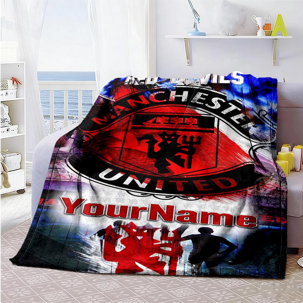 Manchester Customize Your Name Blanket Multi-purpose Customizable Blanket Comfortable for Nap Livingroom Seaside Bedding Four Seasons Universal