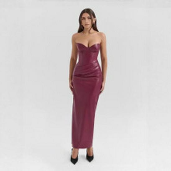 European & American Women's Elegant Long-Sleeved Velvet Dress - Shiny, Waist-Cinching Winter Fashion