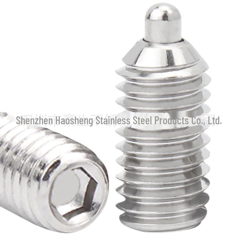 304 Stainless Steel Telescopic Spring Plunger with Cylindrical Head and Wave Ball Positioning, available in M3, M4, and M5 sizes.