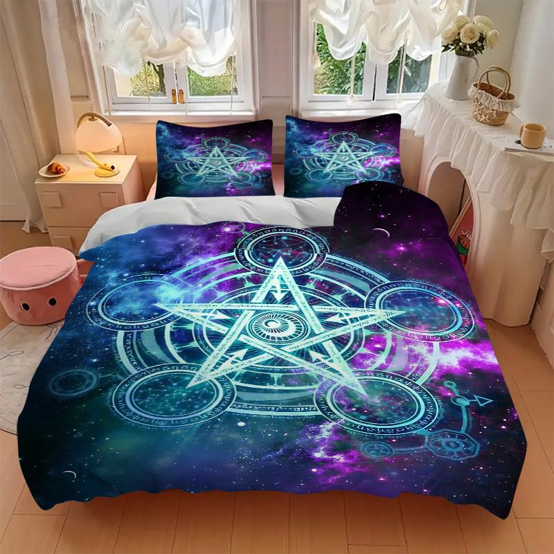 3pcs Cosmic Symbols Duvet Cover Set, Cover For Bedroom Guest Room (1 Duvet Cover + 2 Pillowcase, Without Quilt),  yy250922155