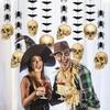 5sets Halloween Decorative Hanging Ornaments Skull Spider Bat Hanging Decor Halloween Ornaments Gothic Party Hanging Skeleton Streamers Banner