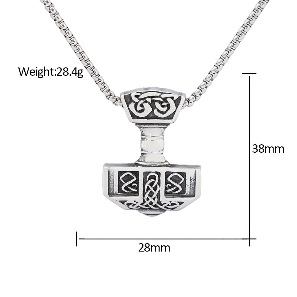 Thor's Hammer Pendant Necklaces for Men's Viking Nordic Celtic Stainless Steel Jewelry Hypoallergenic Amulet Gifts