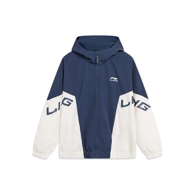 Li Ning Color Block Hooded Sports Windbreaker Unisex Outerwear Off-White AFDT845-4
