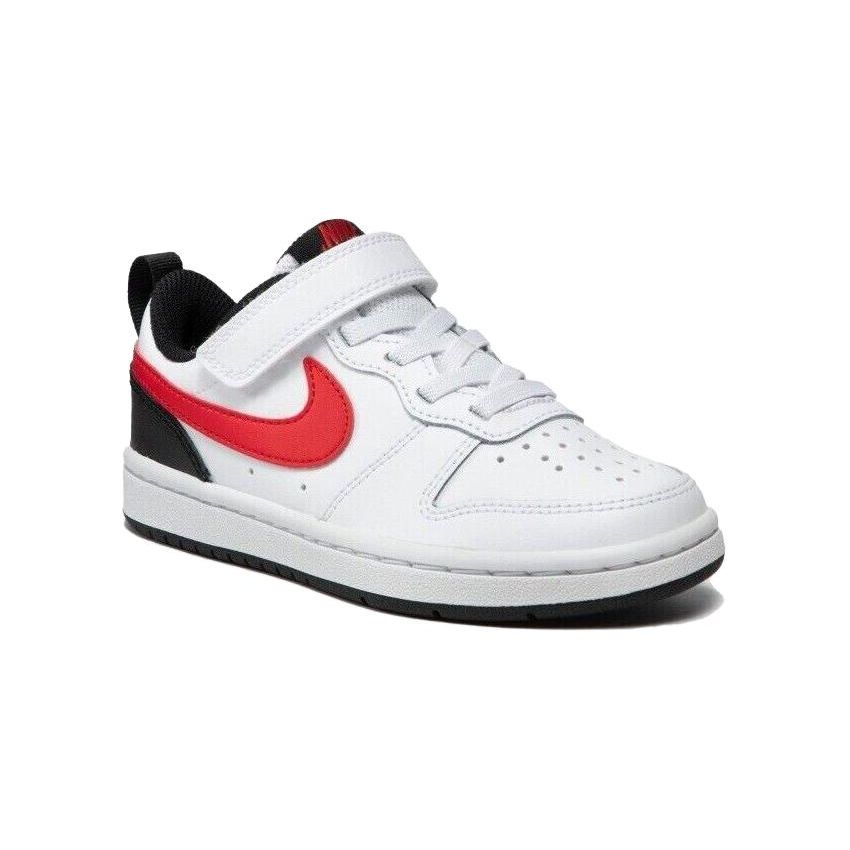 Nike Court Borough Low 2 PS Hvit Svart Rød Barnesneakers University-Red BQ5451-110