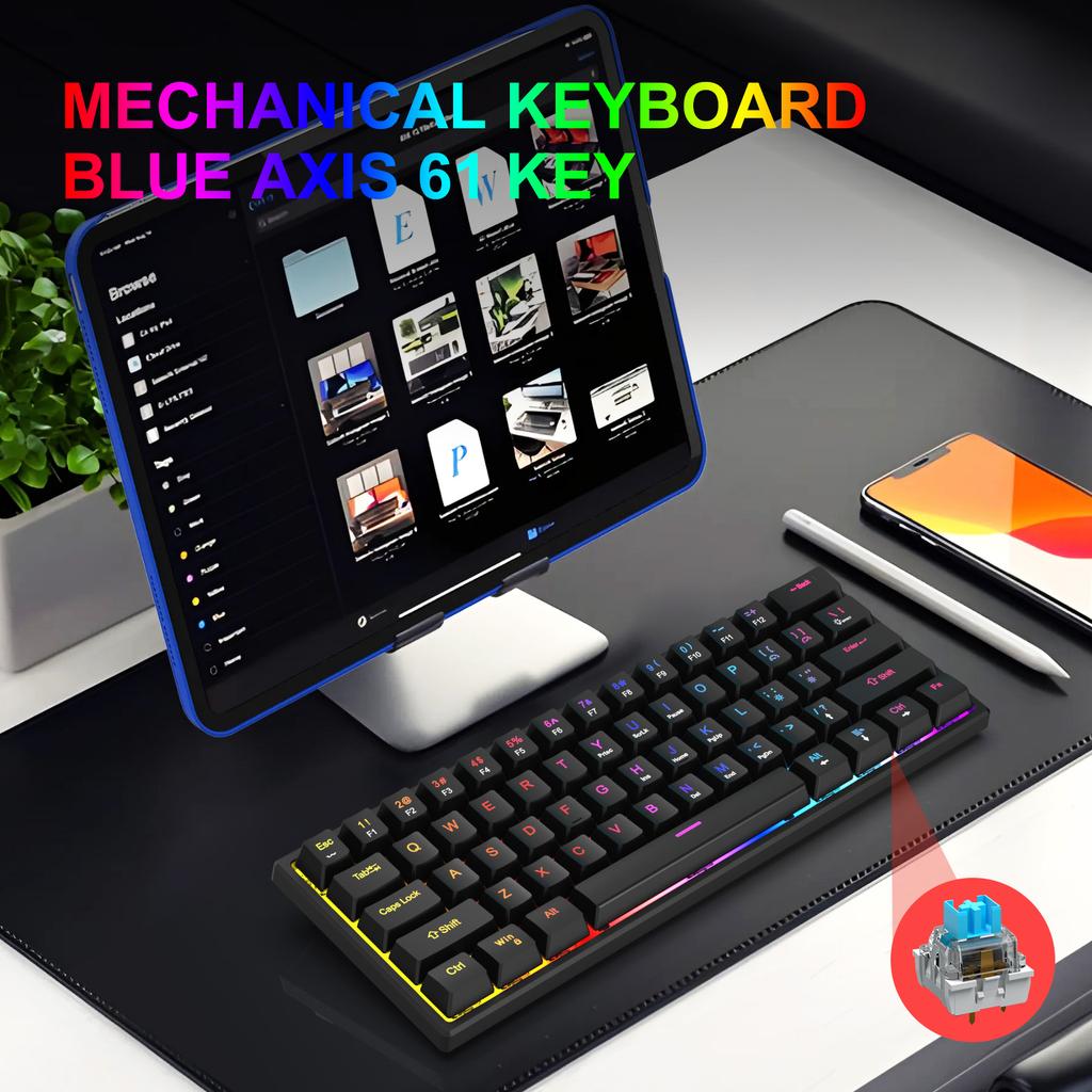 K61 Wired Mechanical Keyboard with Gaming Light Type-C Interface Plastic Material for Desktop Laptop New Product