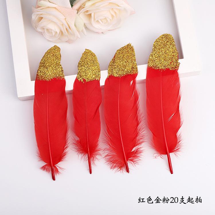 Golden Feather Colored Goose Feather Spray Gold Hard Big Floating Feather Jewelry Accessories Whole Face Semi-Golden Diy Handmade Decoration