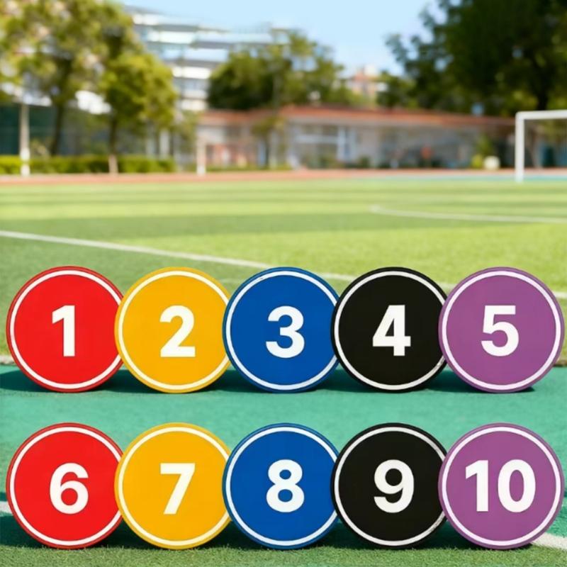 Soccer Flat Disc Markers Numbered Spots Markers Antislip Soccer Training Floor Agility Dots for Training, Exercise, Gym