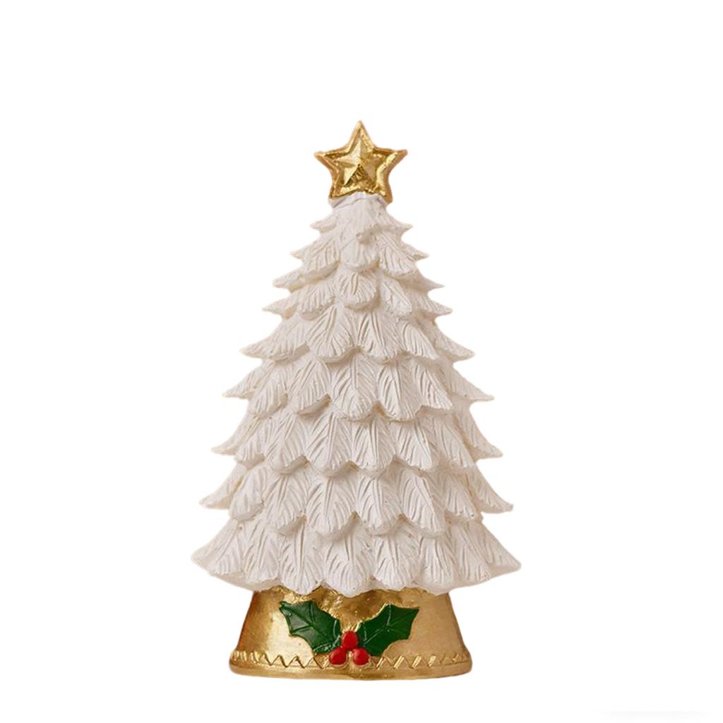 Christmas Ornament LED Lighted Resin Christmas Tree Multi-Color Design Desktop Decor Festive Holiday Home Tabletop Accessory