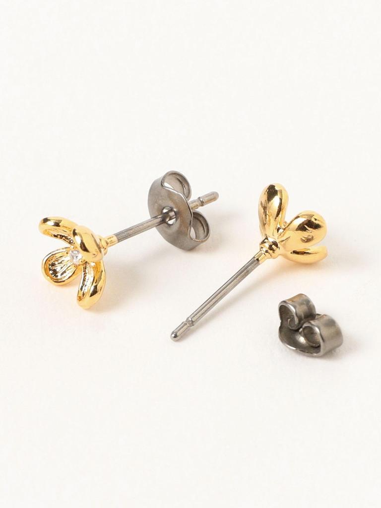 Ray Beams Zirkonia Ohrstecker mit kleinem Blumenmotiv für Damen, Gold, Einheitsgröße