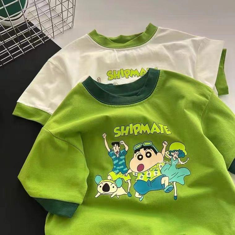 2024 Summer Kids' Pure Cotton Cartoon T-Shirt - Short-Sleeve, Round Neck for Boys & Girls