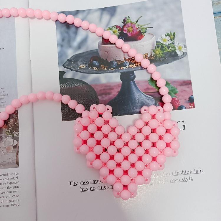 Mini Lipstick Handbags Pearl Women's Bag Crossbody Multicolor Love Shape Work Beads Women Spring and Summer All-match Fashion