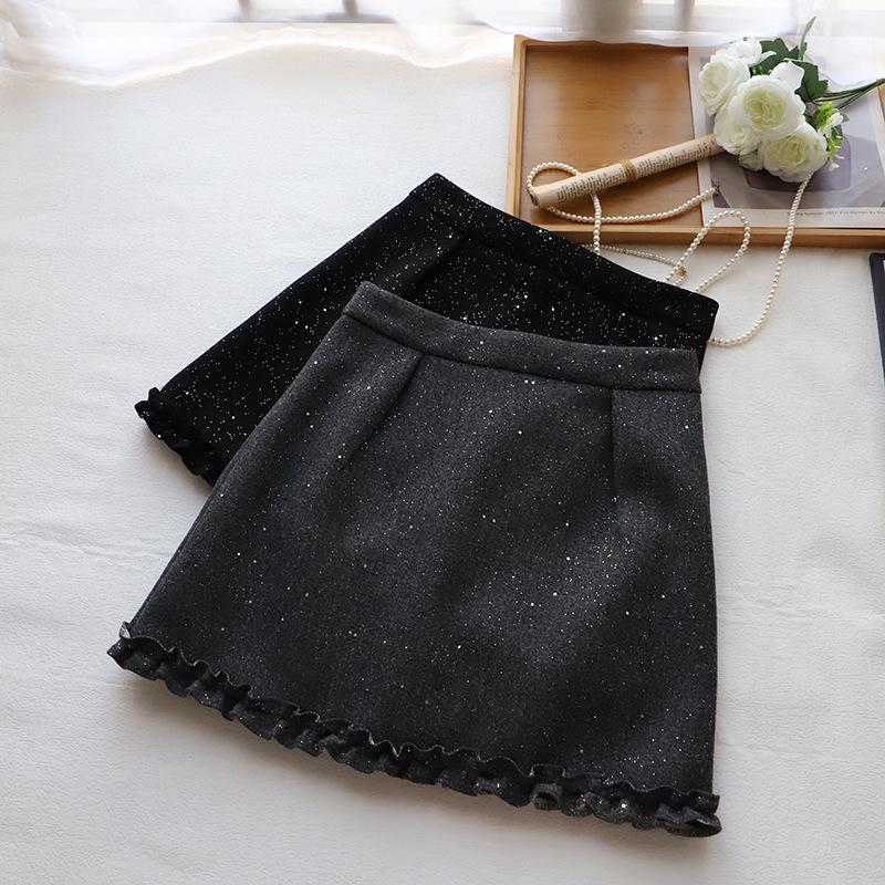 

Bi Zheng 2024 Shiny Tweed Petite Slimming Lace Mini Skirt S