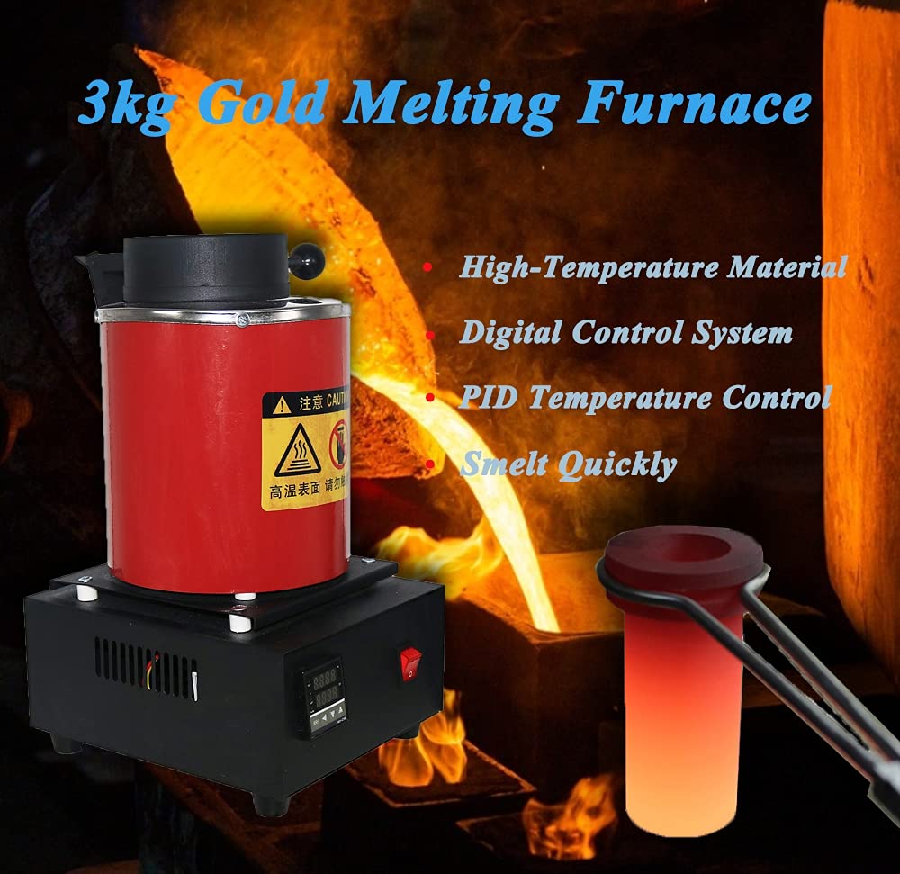 Cnstzbc Electric Melting Furnace Digital Metal Melting Furnace Digital Temperature Control Melting Furnace Jewelry Casting Machine Insulated Cover