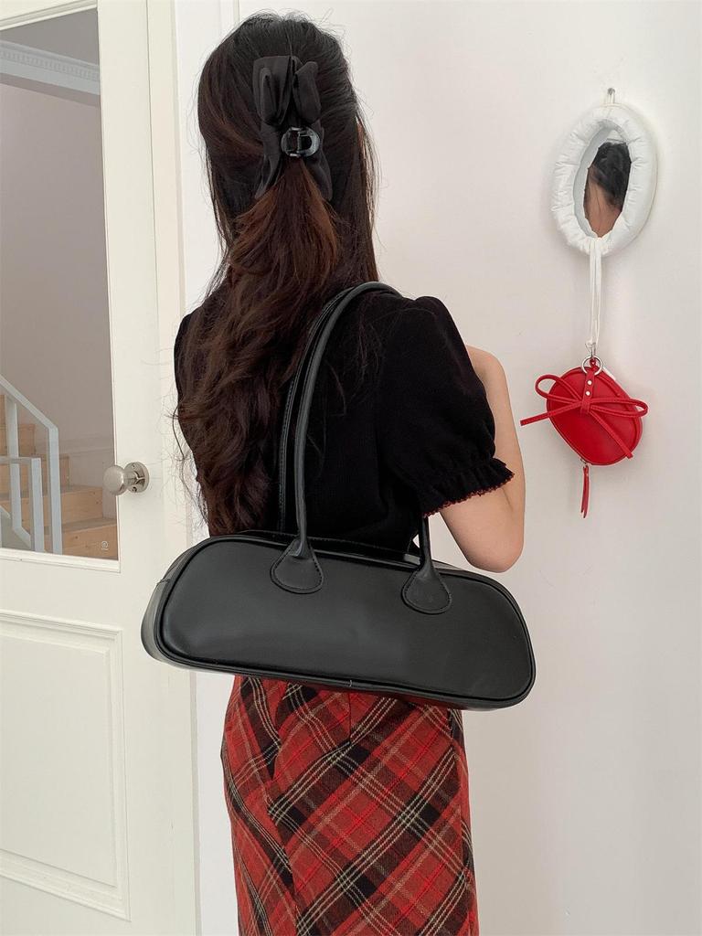 Women's French Baguette Underarm Bowling Bag - Simple Solid Shoulder Handbag