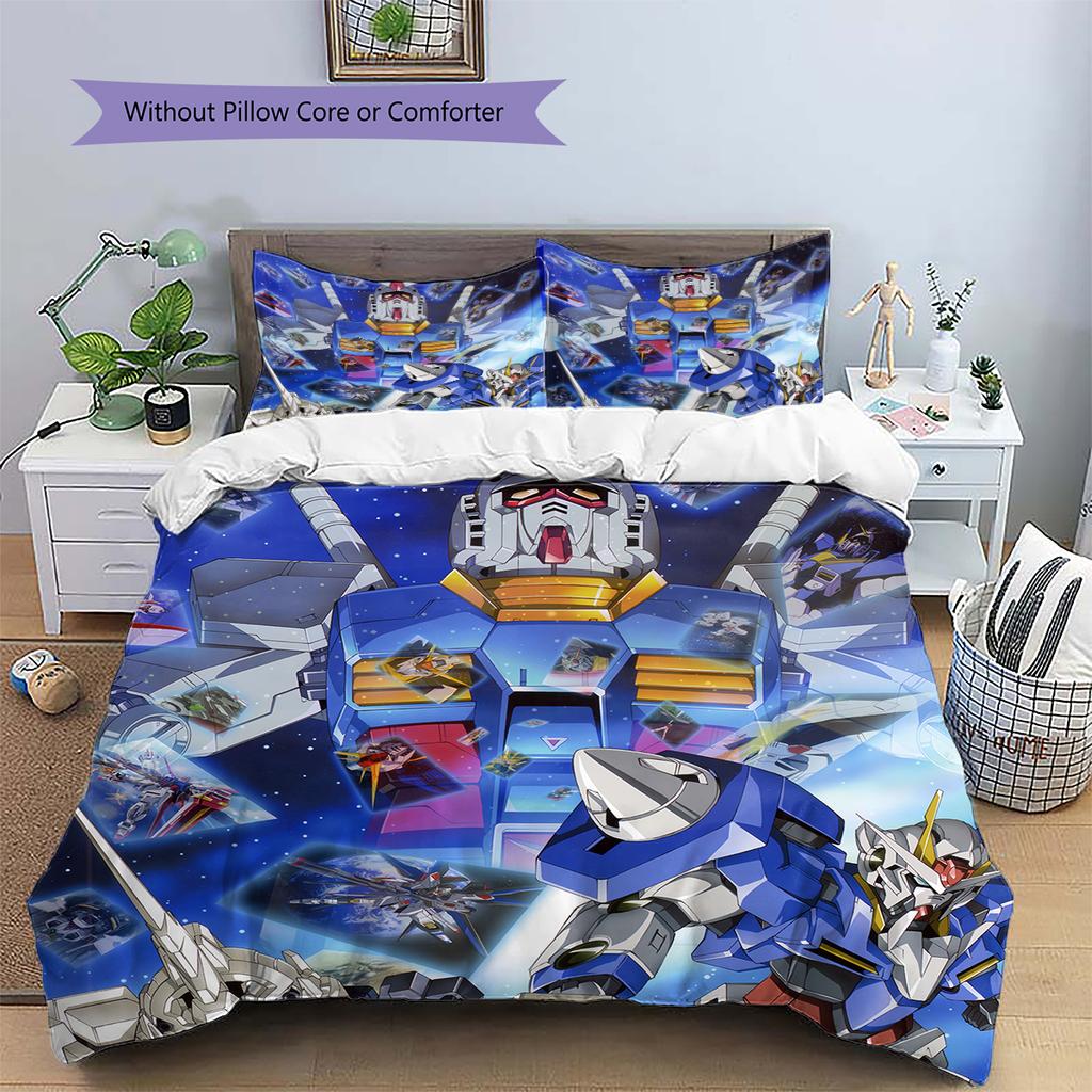 Mobile Suit Gundam Mecha Close up Bedding Set Duvet Cover Pillowcase No Filler, Home Bedroom Decor, Perfect Gift for Fans.chl