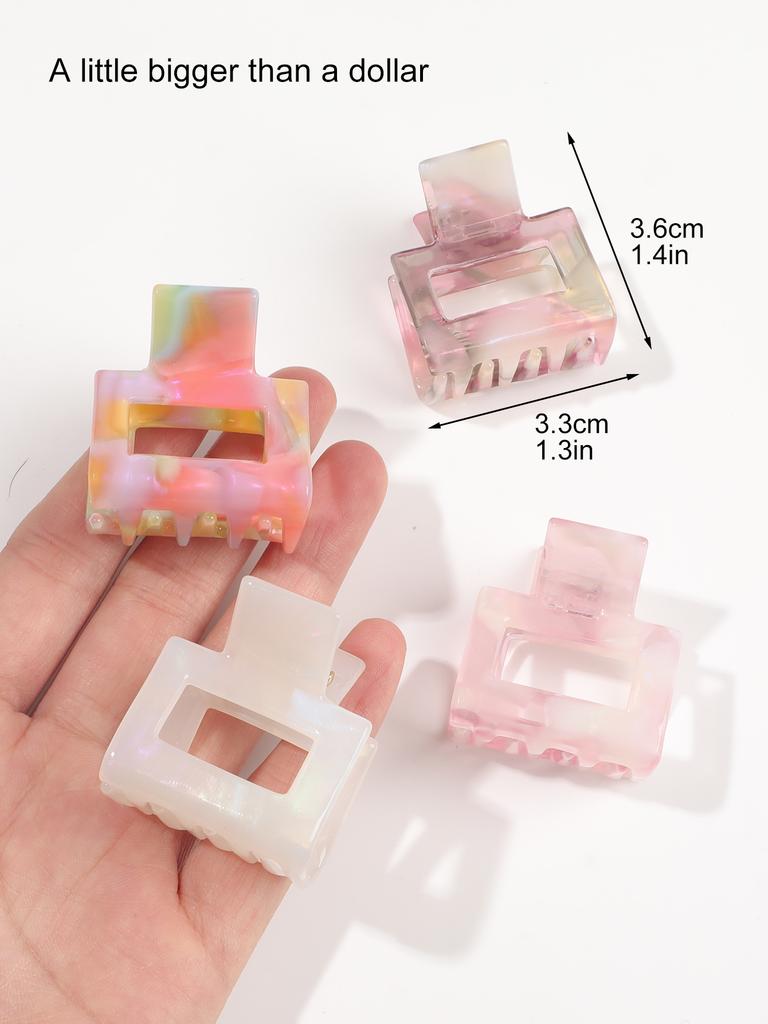 Leopard Acetate Colorful Square French Hair Claws Small Hair Clips for Girls,Back of Head Ponytail Hairpins Hair Accessories