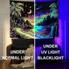 Lifeella Blacklight Landscape Tapestry, Glow in the dark UV Reactive Beach Lake Wall Decor, Aesthetic Palm Tree Art for Bedroom Living Room, 36x48
