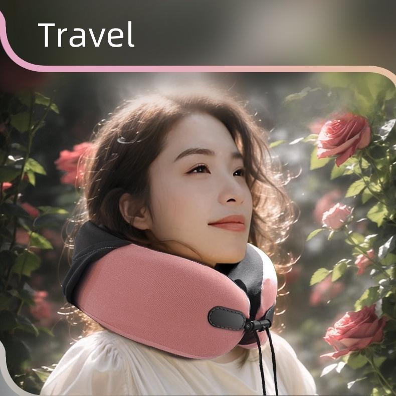Hooded Neck Travel Pillow - Memory Foam Light-Blocking Travel Neck Pillow