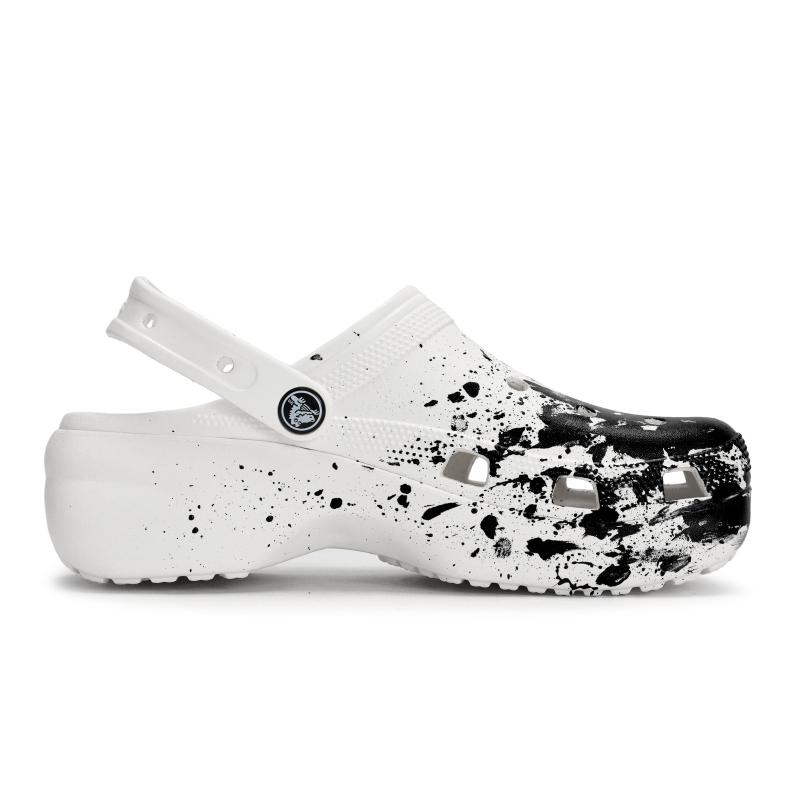 Crocs Classic Platform Clog 811 Manufacturing Undercurrent Scene Special Shoe Box Fluid Splash Aged Clogs Women's White Black