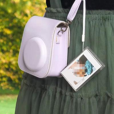 1PC 3-inch Film Clear Photo Storage Box Instant Camera Photo Case for Fujifilm Instax Mini 12/11/9/8/7 with Strap