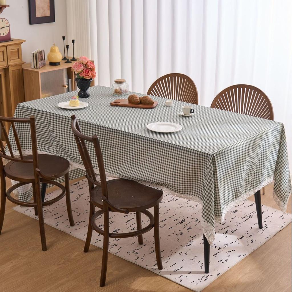 Plaid Print Small Fresh Pastoral Tablecloth Tablecloth Household Cover Towel Lace