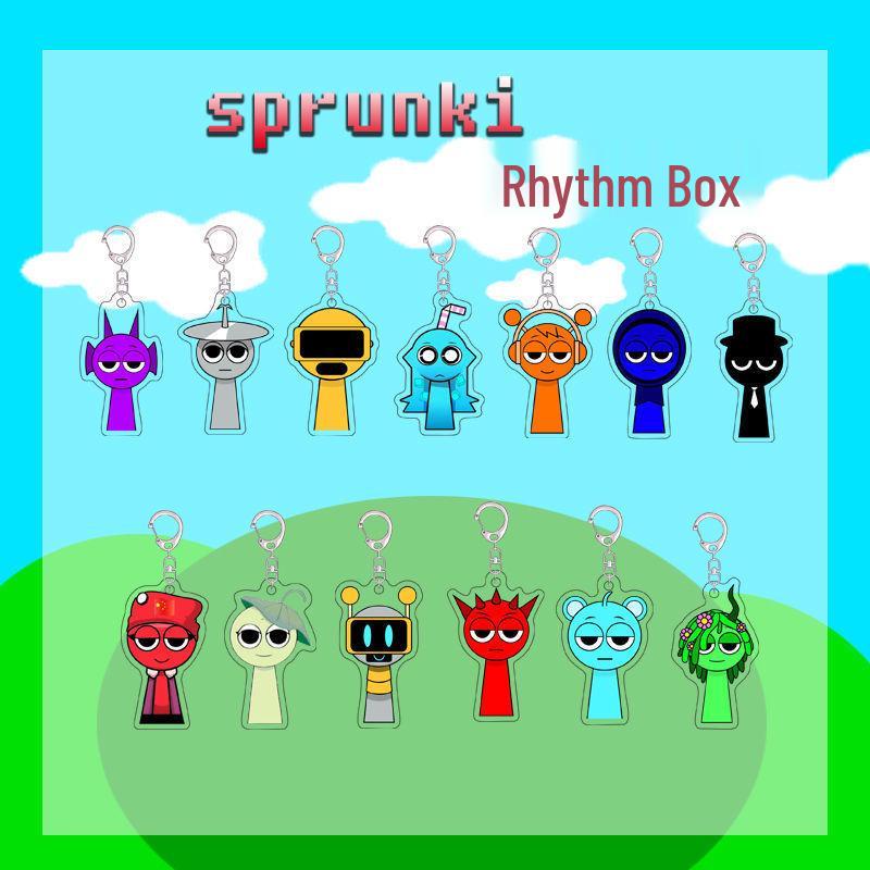

Sprunki Rhythm Box Keychain: Cute Double-Layer Acrylic Cartoon Pendant for Students