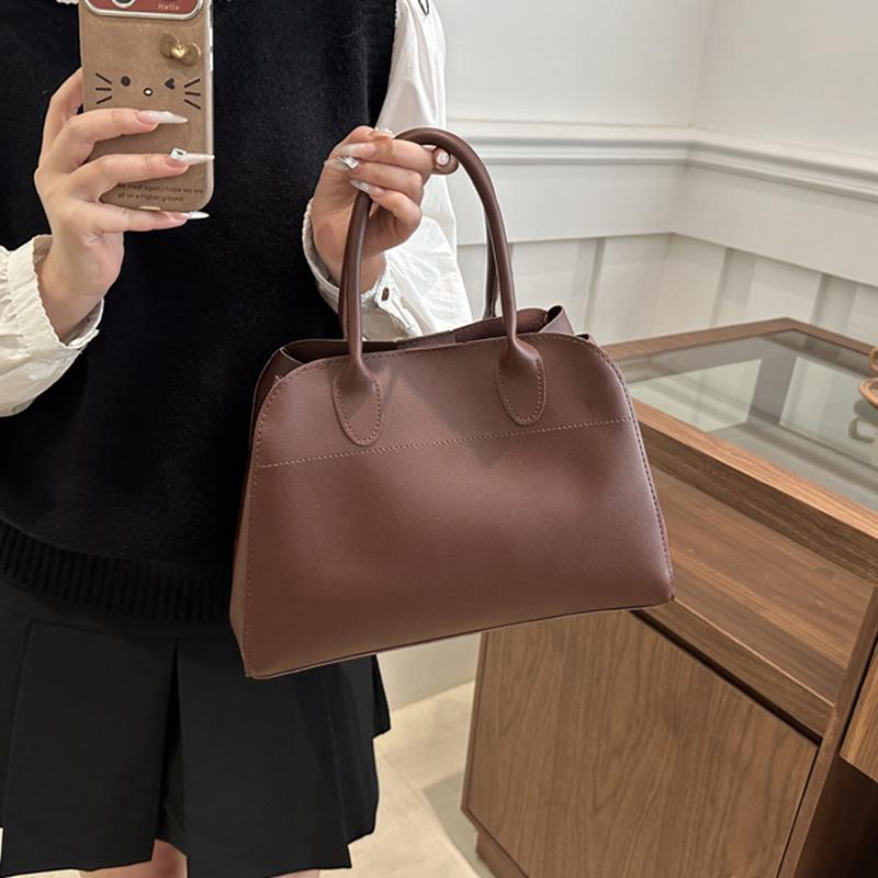 Red Color Large Size Women Handbags Retro Pure Color Shoulder Shopper Tote Bag Luxury Designer Handbags