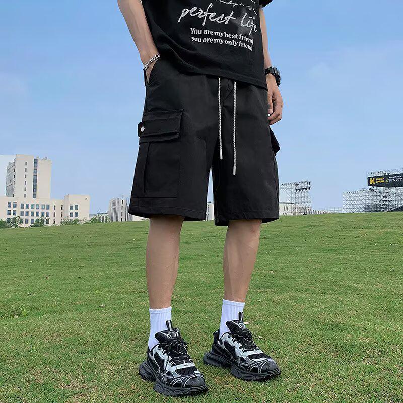 

Men s American-Style Casual Cargo Shorts – Trendy Five-Point Loose Fit for Teens XL зелений/кавовий