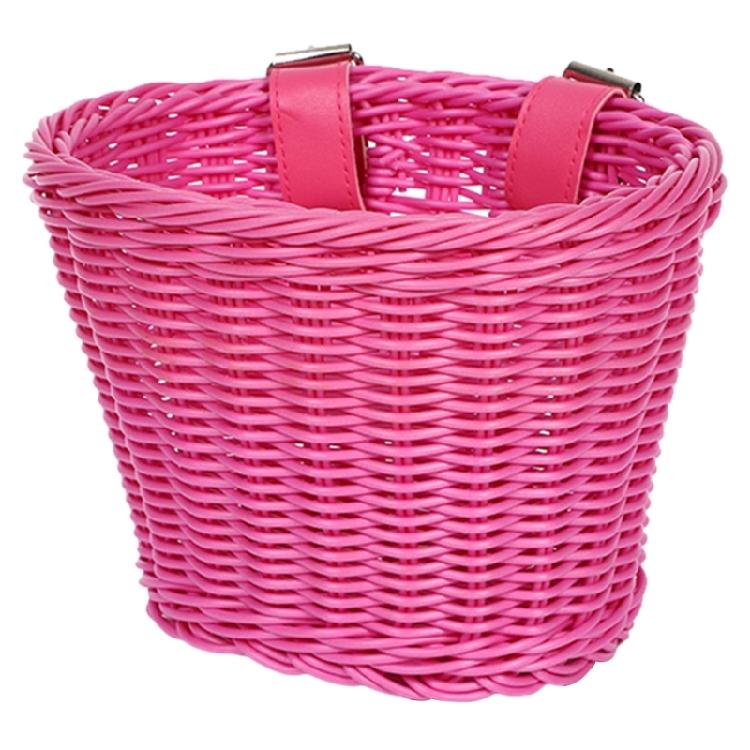 

Plastic Wovens Bicycles Basket Detachable Wicker Front Handlebars Bikes Basket рожевий червоний колір