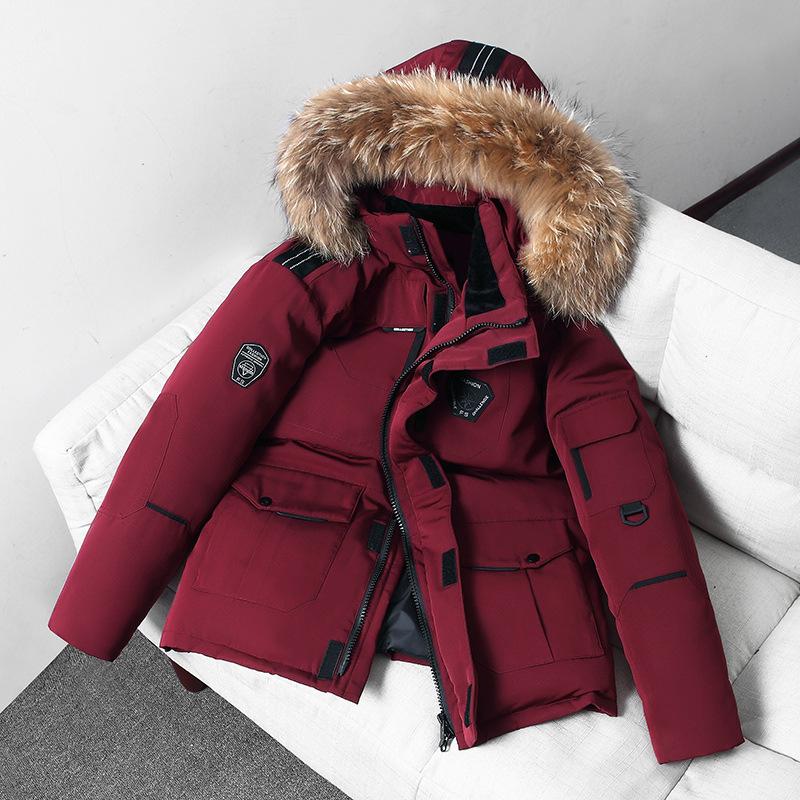 Running man's same style down jacket for male and female couples Korean pie jacket overalls winter 90 down white duck down jacket with real fur collar
