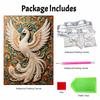DIY Pearl Gem White Peacock Painting Shining Bead Craft Art Home Wall Ornament Simple Unframed Room Decoration Art Elegant Luxury Decor Gift
