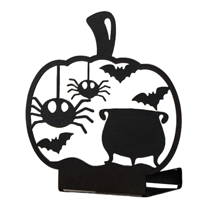

Halloween Metal Tealight Holders Hollowed Ghostly Bat Cats Iron Candle Stand Candlestick for Home Centerpieces Decors
