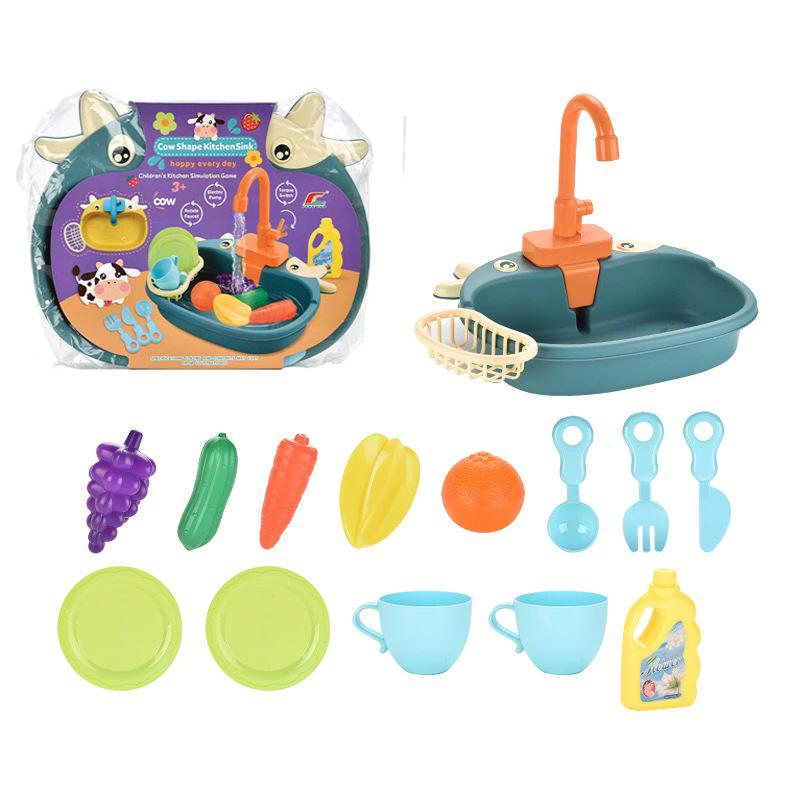 Kids' Automatic Water Circulation Dishwasher & Pet Bird Bath Toy Set