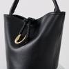 Womens Vintage Woven Leather Bucket Bag With U-Shape Hook Crossbody Tote In Caramel Latte Pink Sage Coffee Black Ice Blue