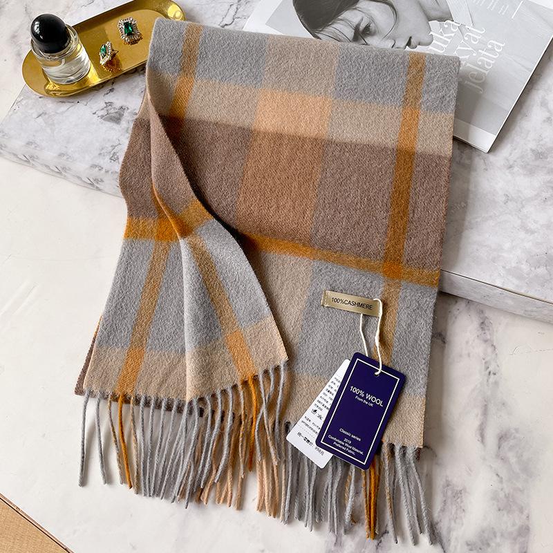 Ankola red plaid pure cashmere scarf women's winter high-end new scarf