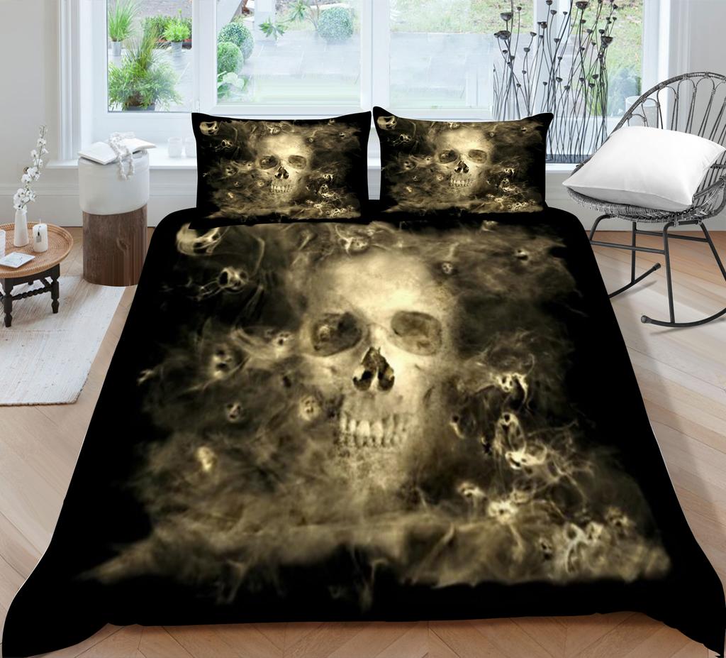 Bedding Suit 3D Skull Print Bed Cover Home Bedclothes  Fashionable Duvet Cover Sets Polyester Single Double King Size
