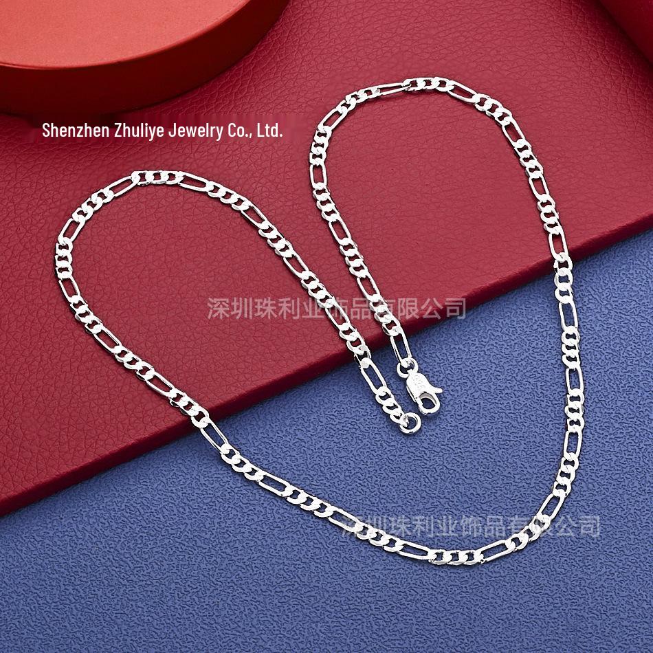 16-30 Inch Fashionable 925 Silver 2-12MM Multi-Strand Sideways Necklace
