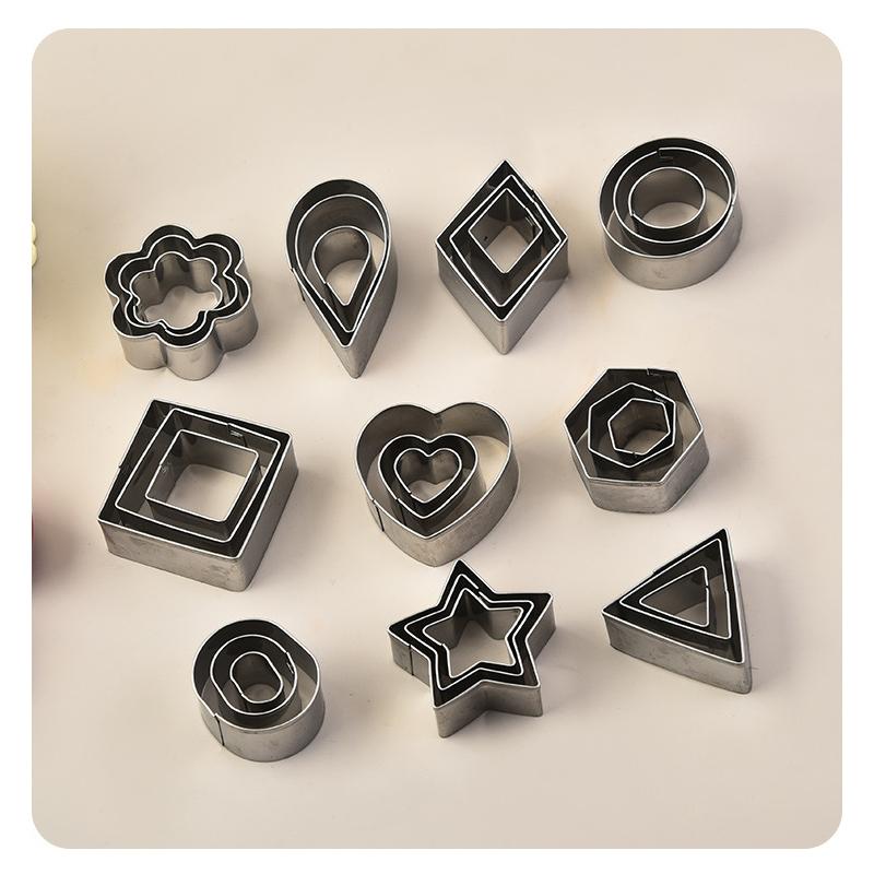 Mini Cookie Cutter Set 30pcs Stainless Steel Baking Cutters DIY Fondant Cake Mold Pastry Round Heart Shaped Baking Accesories