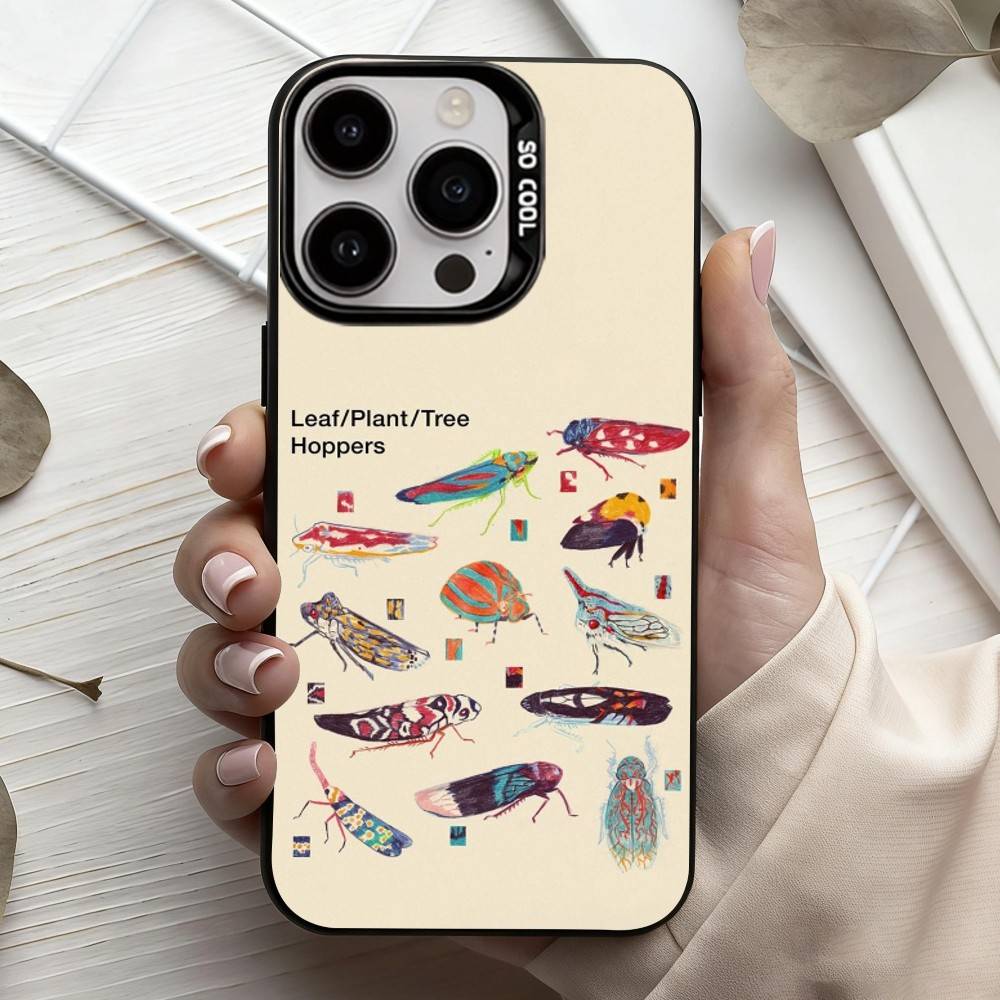 I-Insekten und B-Käfer Handyhülle für iPhone 17, 16, 15, 14, 13, 12, 11 Plus, Pro Max Schwarz Candy Silberbeschichtete Hülle