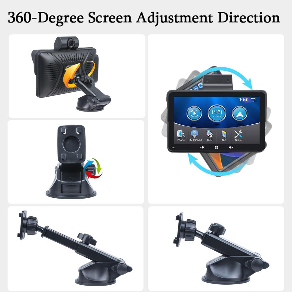 Portable 7" Touch Screen Multimedia Player Compatible with Wireless CarPlay Android With DVR 64G TF Card