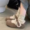 Fur Flats Shallow Shoes Suede Shoes Woman 2025 Trend Winter New Brand Designer Walking Cozy Casual Women’s Snow Botas