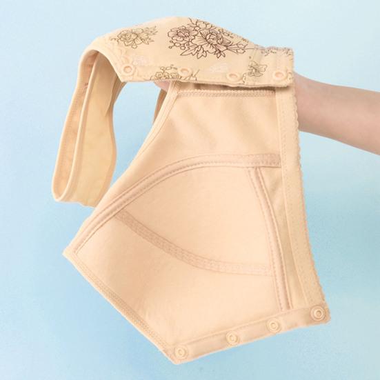 Damen Sport-BH Träger Knopf vorne Kabellos Guter Halt Blumendruck Elastische Schulter Atmungsaktiv Stoßfest Push-up